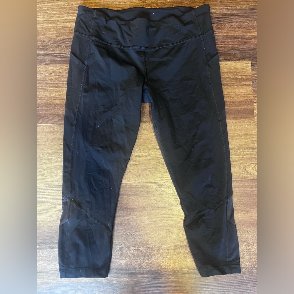 lululemon athletica wunder train mid-rise 3/4 leggings - size 12 black